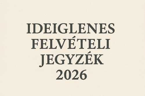 Ideiglenes felvételi jegyzék 2026/2027